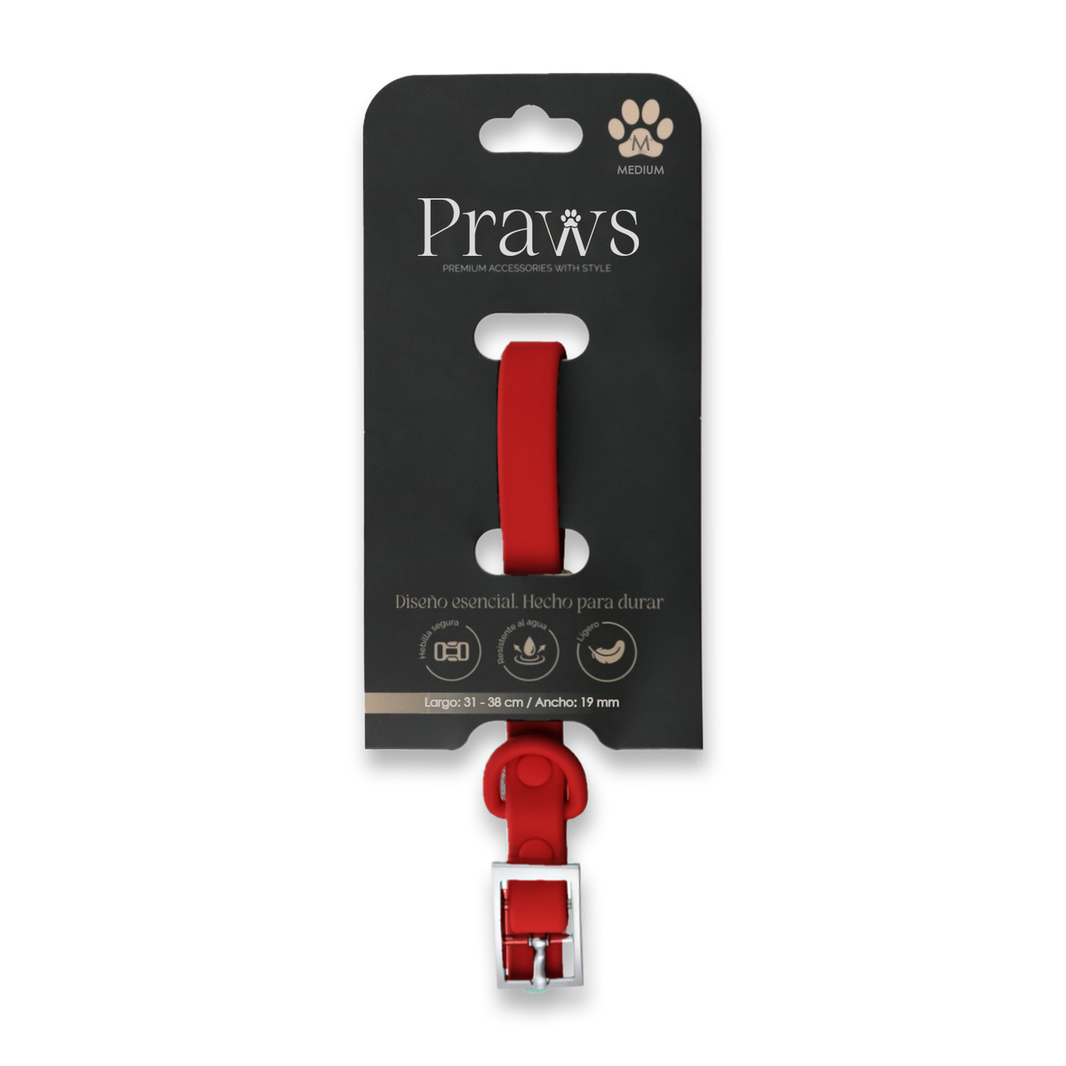Collar Praws Rojo con su empaque