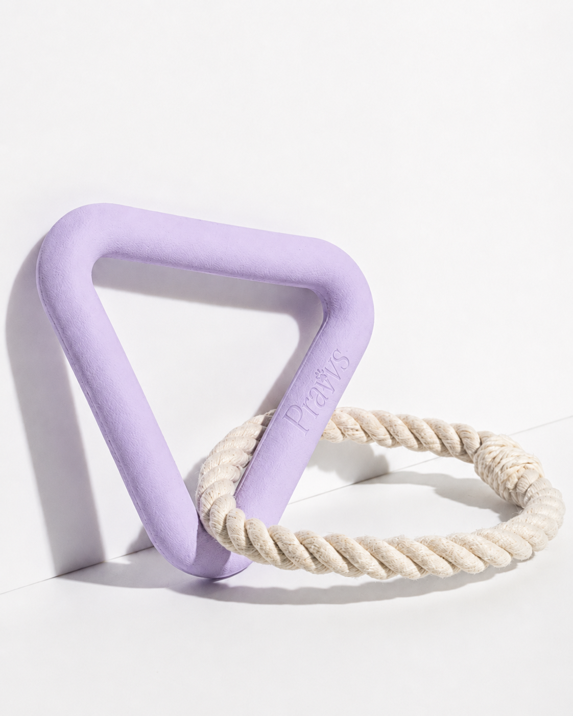 Triángulo Pulling Praws lila con cuerda de algodón, vista de producto